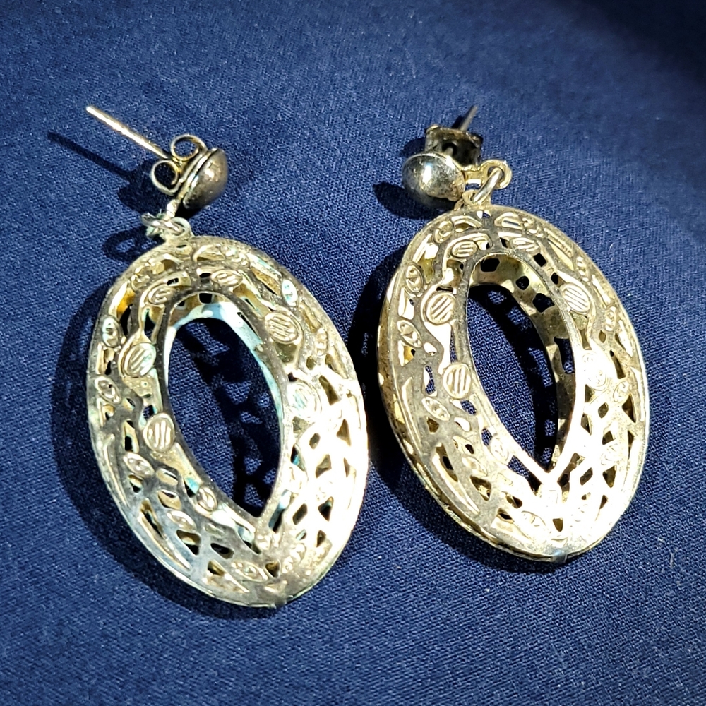 Vintage Western Style Silver Plated Earrings